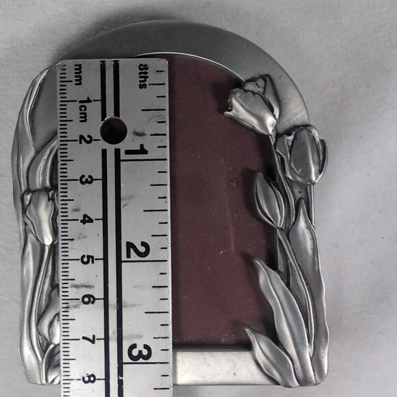 Seagull 1988 Fine Pewter Floral Tulip Picture Frame Small PF91 Silver Flower VTG - Picture 11 of 12